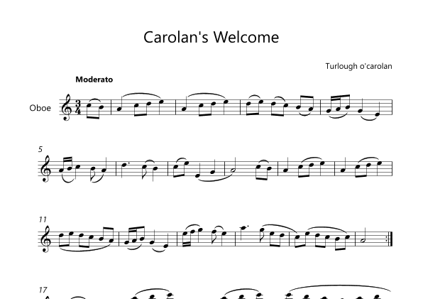 Carolan's Welcome - Oboe Lead Sheet (arr. Victor Araújo)
