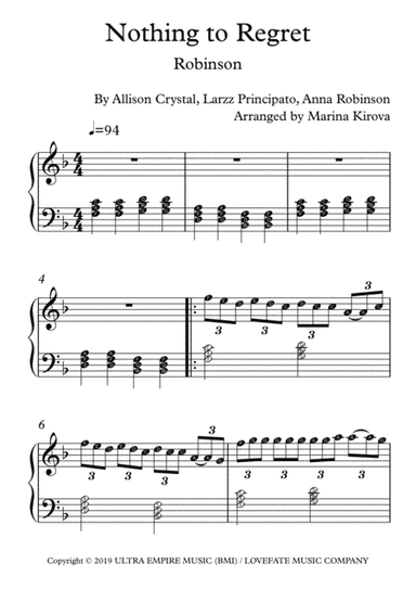 Nothing To Regret (arr. Marina Kirova)