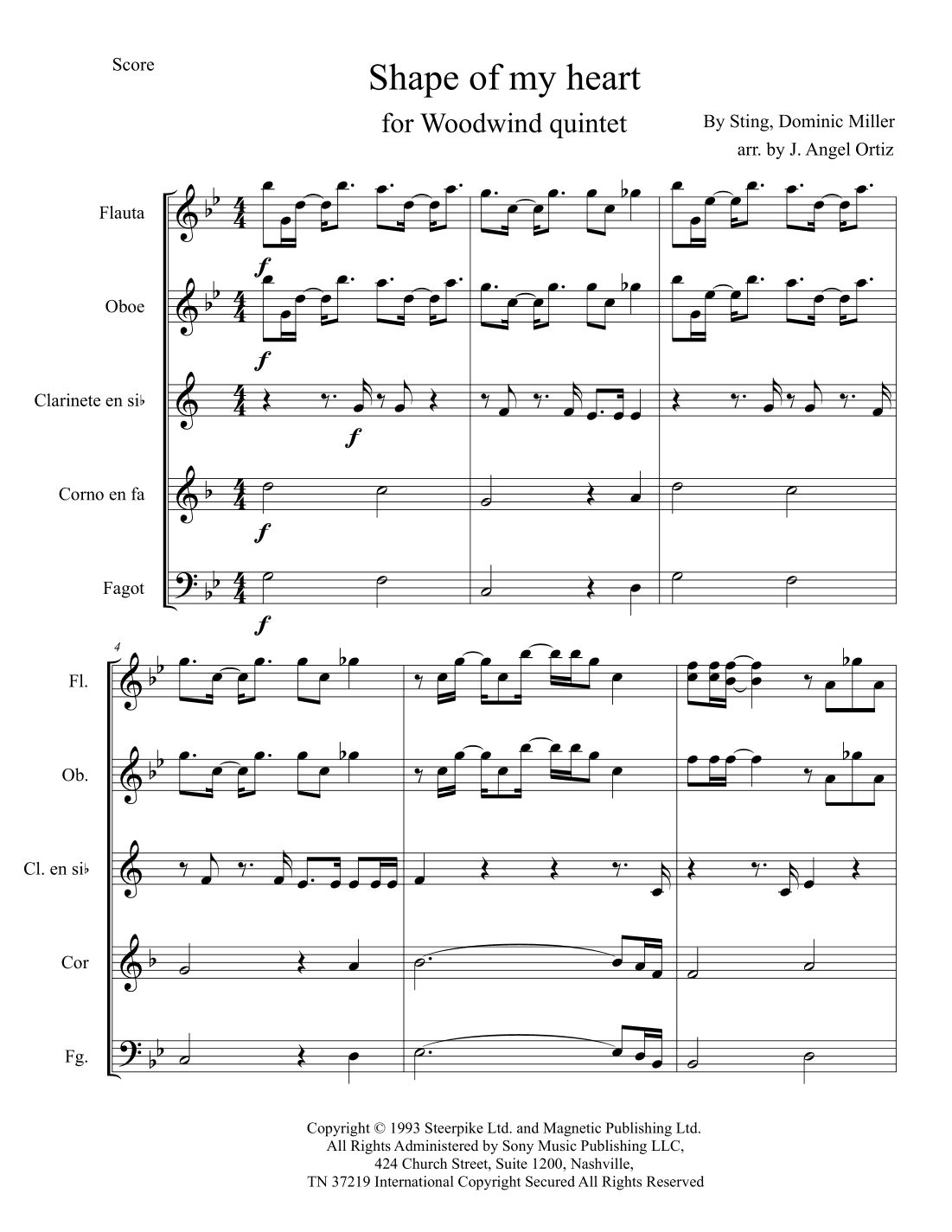 Shape Of My Heart (arr. José angel Ortiz ramirez)