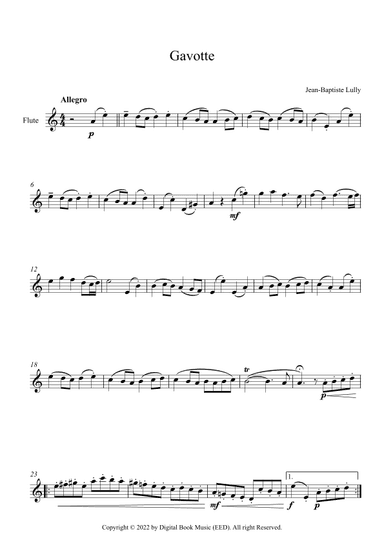 Gavotte - Jean-Baptiste Lully (Flute) (arr. Digital Book Music)