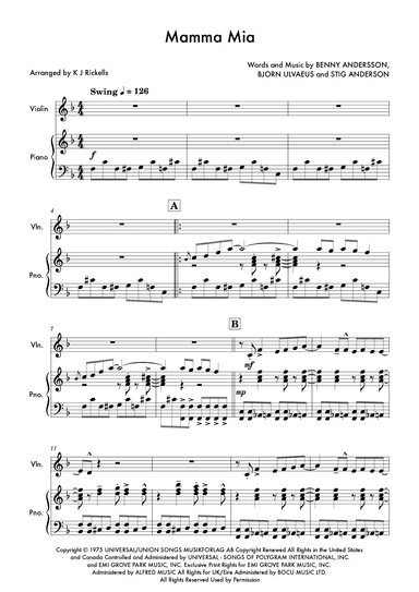 Mamma Mia (arr. K J Rickells)