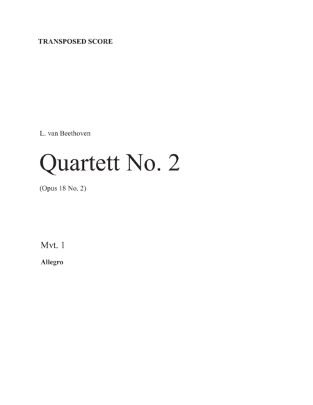 Beethoven No. 2, Opus 18 (Mvt. 1) (sax. 8) (score & parts) (arr. NODellamaggiore)