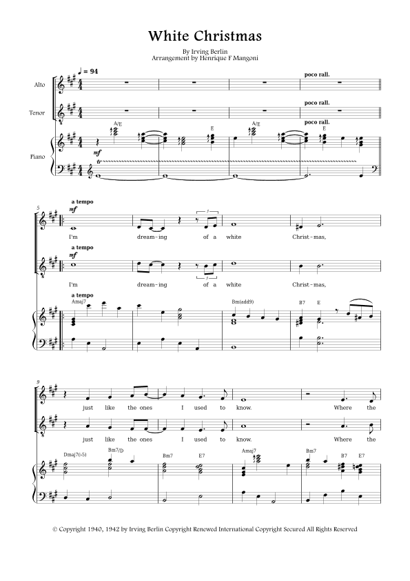 White Christmas (arr. Henrique F Mangoni)
