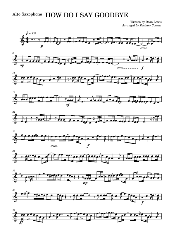 How Do I Say Goodbye (arr. Zachary Corbett)