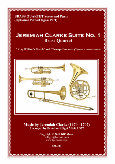 Jeremiah Clarke Suite No. 1 - Brass Quartet Score and Parts PDF (arr. Brendan Elliget MAGA)
