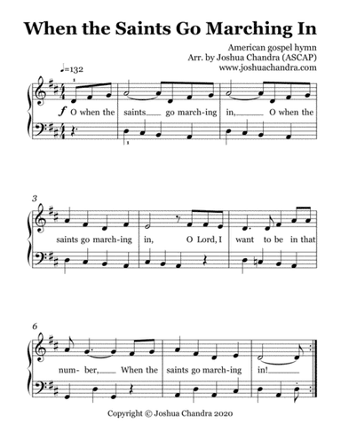 When the Saints Go Marching In (Easy Piano) (arr. Joshua Chandra)