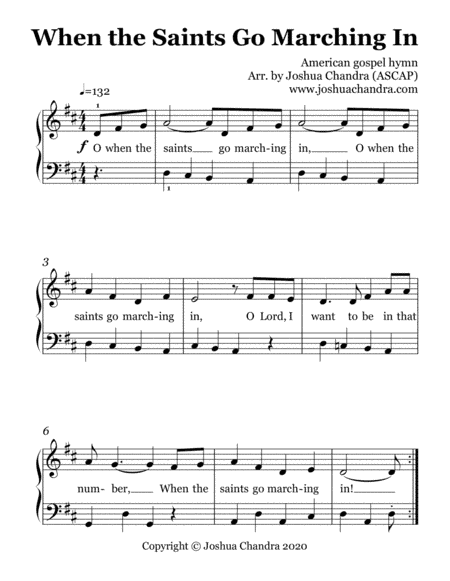 When the Saints Go Marching In (Easy Piano) (arr. Joshua Chandra)