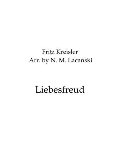 Liebesfreud (arr. Nick M Lacanski)