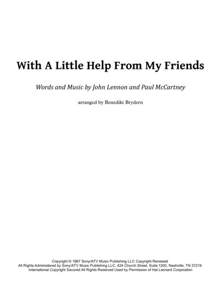 With A Little Help From My Friends (arr. Benedikt Brydern)