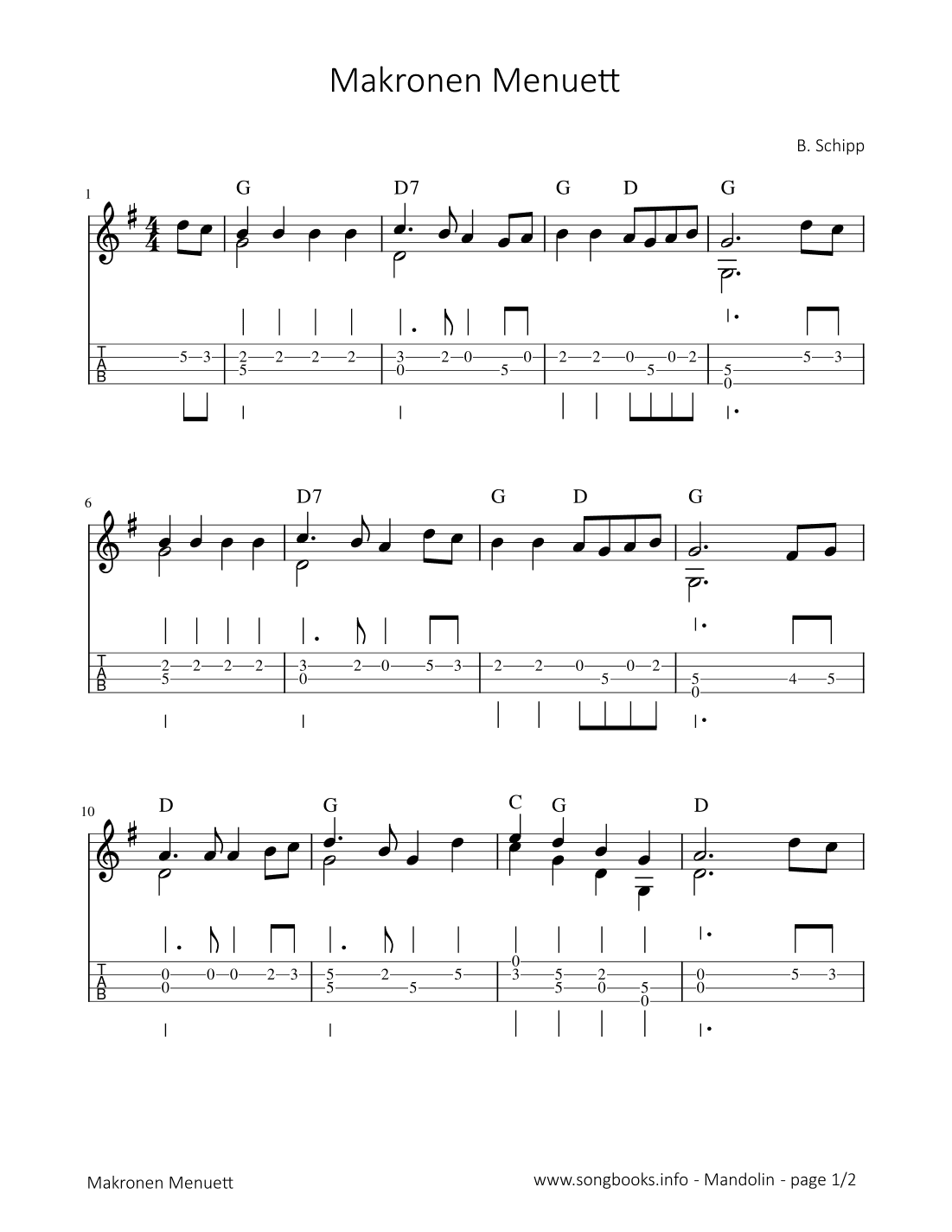 Makronen Menuett - B. Schipp (arr. songbooks.info)
