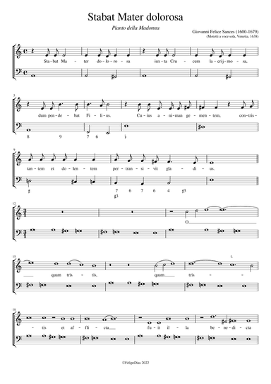 Stabat Mater dolorosa: Pianto della Madonna (arr. Early Music Scores)