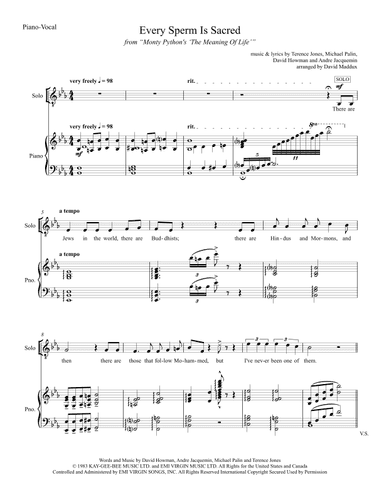 Every Sperm Is Sacred (arr. David Maddux)