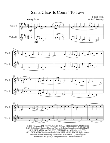 Santa Claus Is Comin' To Town (arr. B. C. Dockery)