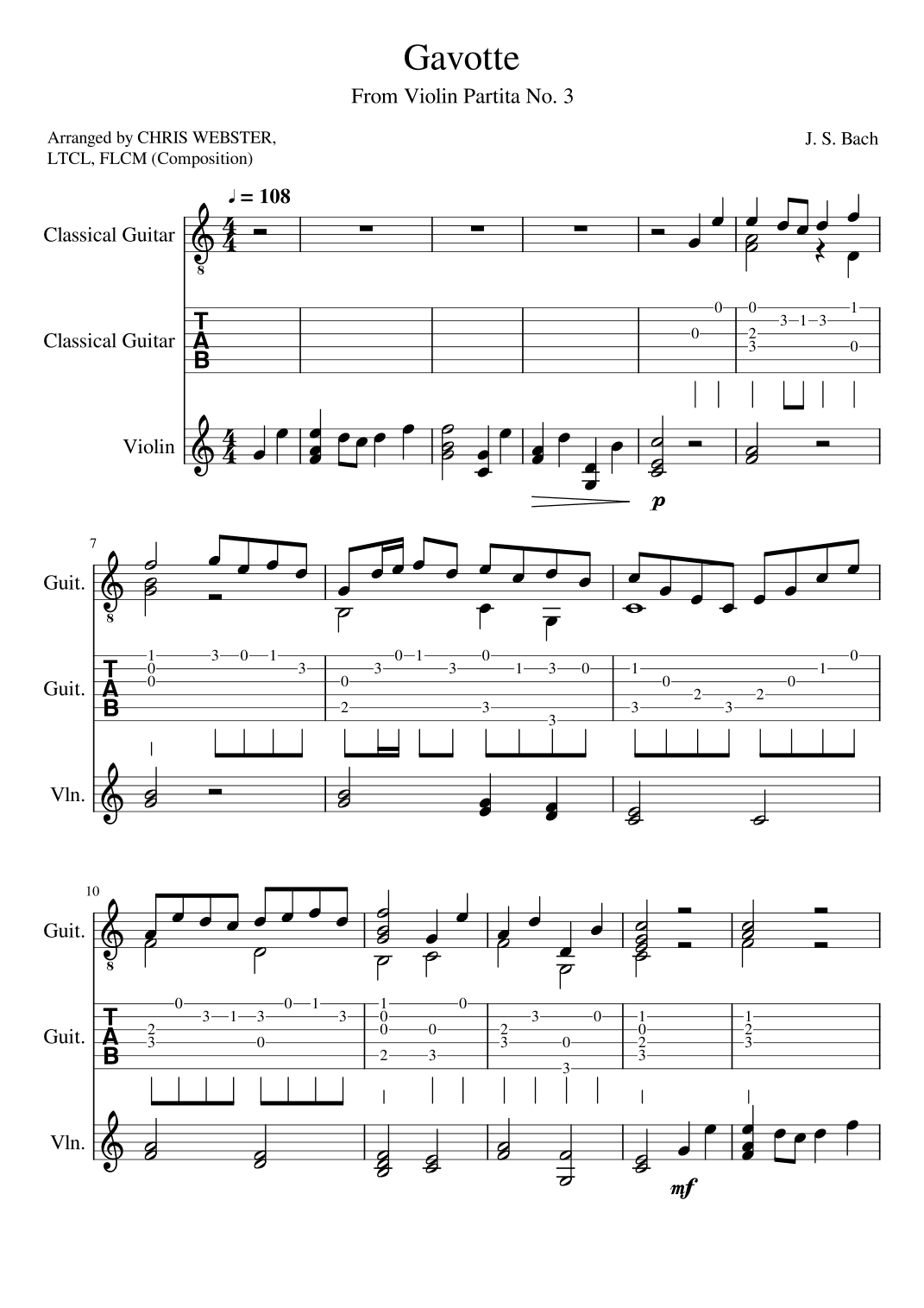 Gavotte from Violin Partita No. 3 (arr. Chris Webster)