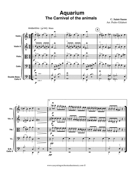 Aquarium from The Carnival of the Animals for String Orchestra (arr. Pedro Gilabert)