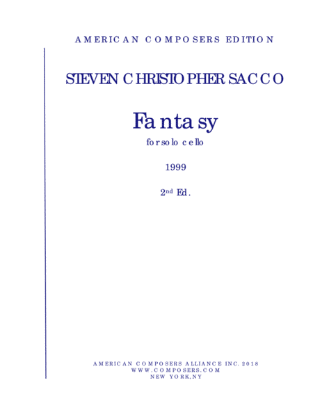 [Sacco] Fantasy for Solo Cello