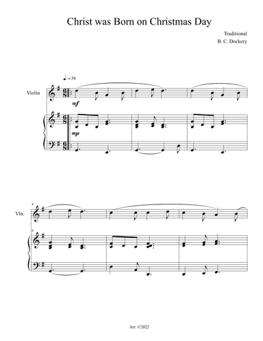 Christ was Born on Christmas Day (Violin Solo with Piano Accompaniment) (arr. B. C. Dockery)
