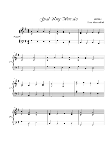 Good King Wenceslas. Piano (arr. Ester Alessandrini)