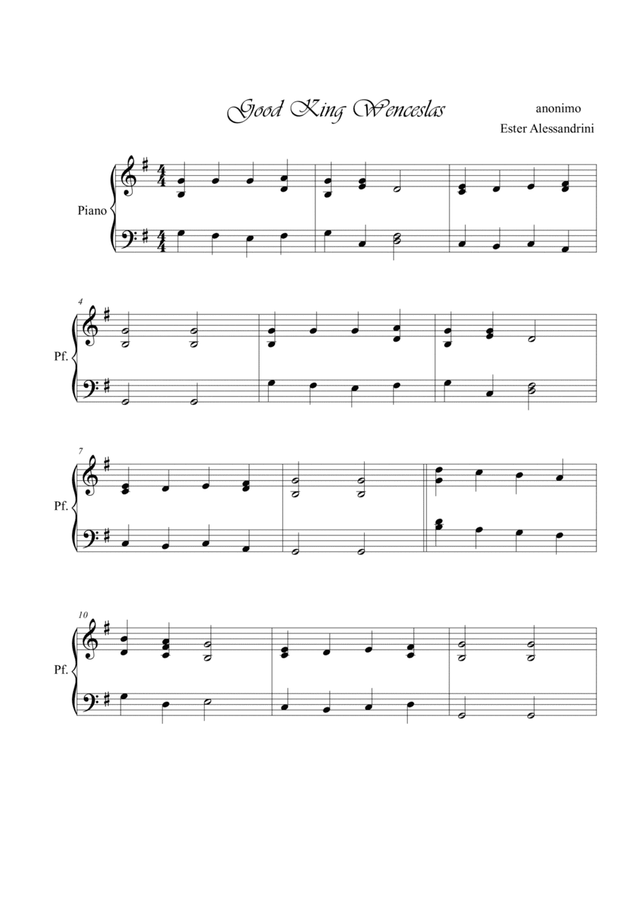 Good King Wenceslas. Piano (arr. Ester Alessandrini)