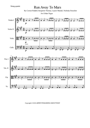 Run Away To Mars (arr. Zoltan Vegso)