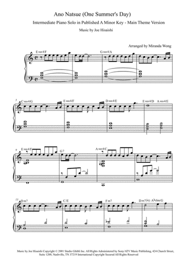 Ano Natsue (one Summer's Day) (arr. Miranda Wong)