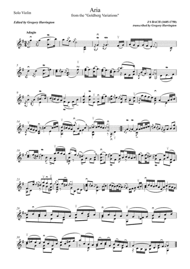 Aria from the Goldberg Variations for solo violin BWV 988 (arr. Gregory Harrington)