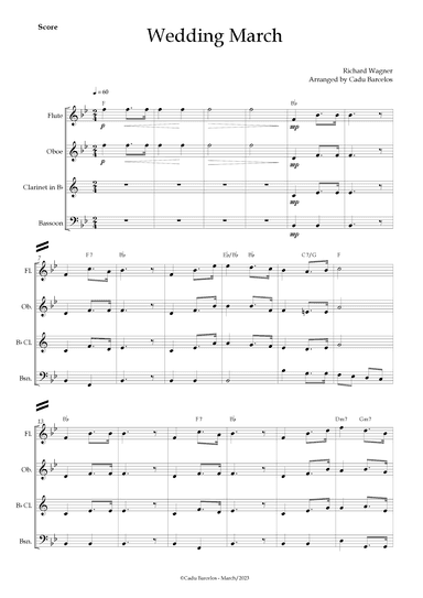 Wedding March (Wagner) Woodwing Quartet Chords (arr. Cadu Barcelos)