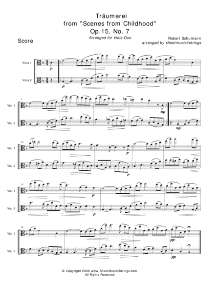 Schumann, R. - Traumerei for Two Violas (arr. Linda M. Scott)
