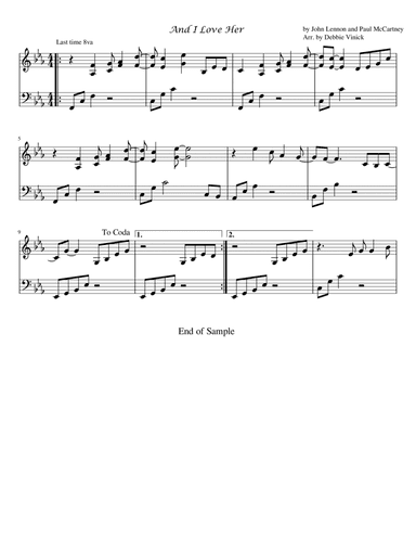 And I Love Her (arr. Debbie Vinick)