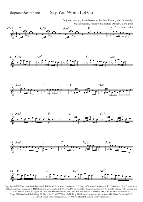 Say You Won't Let Go (arr. Fabio Britto)
