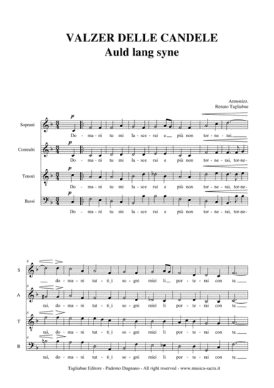 AULD LANG SYNE - Italian Lyrics (Valzer delle candele) _ Arr. dor SATB Choir (arr. R. Tagliabue)