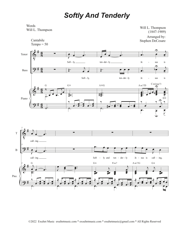 Softly And Tenderly (2-part choir - (TB) (arr. Stephen DeCesare)
