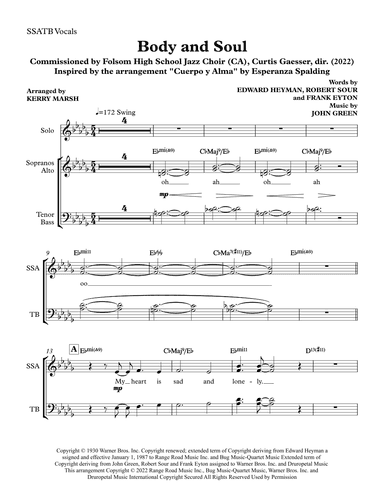 Body And Soul (arr. Kerry Marsh)