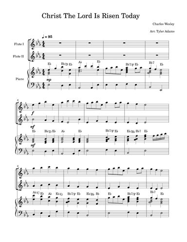 Christ The Lord Is Risen Today (Flute Duet with Piano) (arr. Tyler Adams)