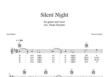 Silent Night (D major - TABS - with lyrics) (arr. Duda Oriontte)