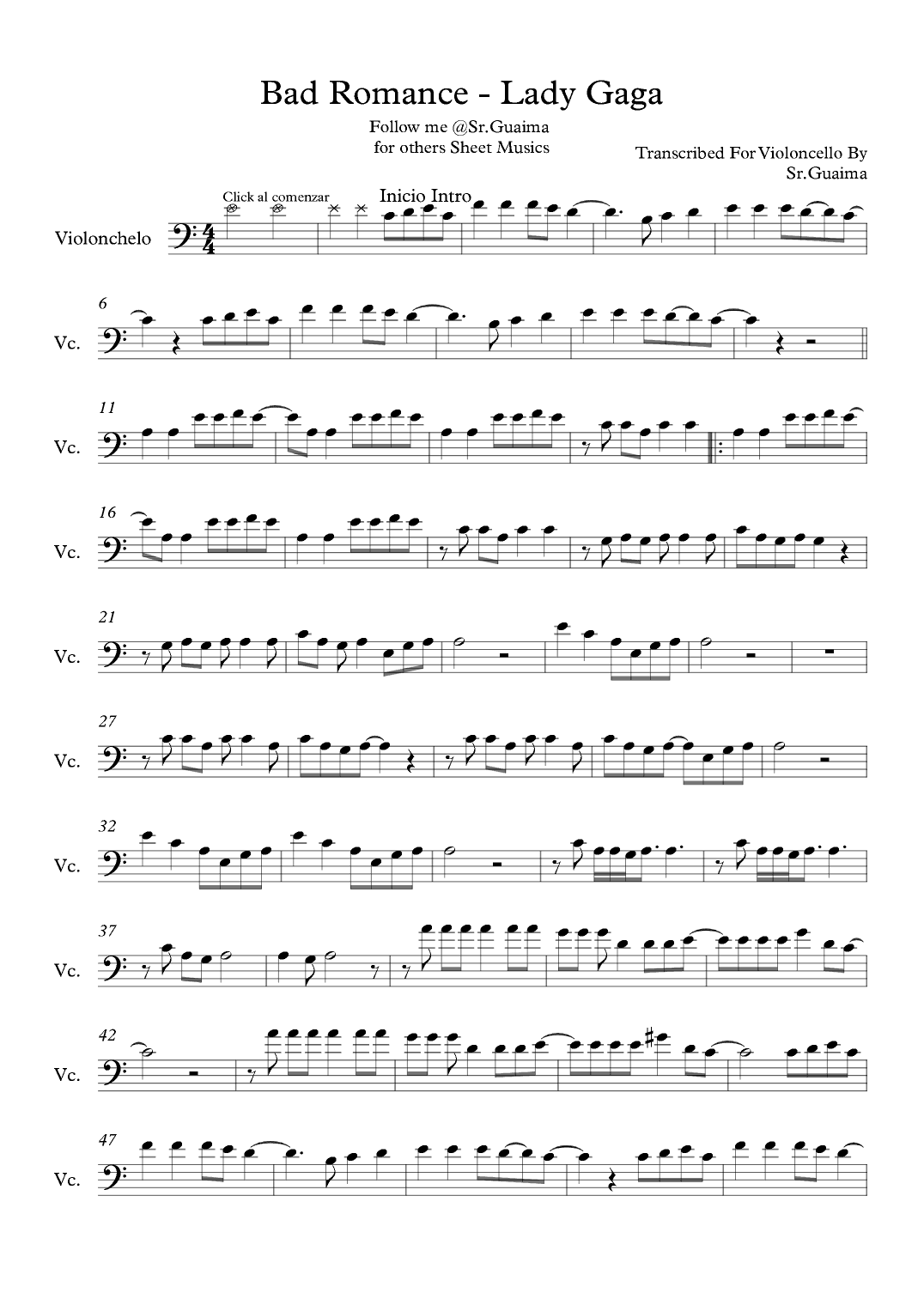Bad Romance (arr. Sr. Guaima)