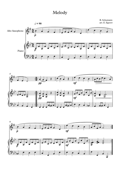 Melody, Robert Schumann, For Alto Saxophone & Piano (arr. Eugene Egorov)