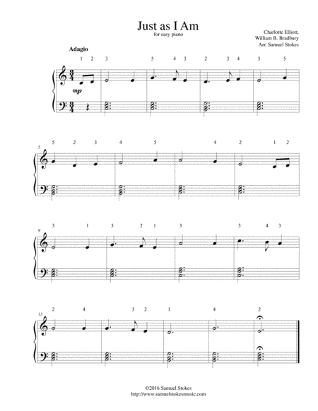 Just as I Am - for easy piano (arr. Samuel Stokes)