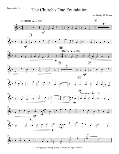 The Church's One Foundation (Brass Quartet) (arr. Wesley D. Peters)