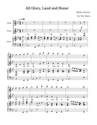 All Glory, Laud and Honor (Flute and Violin Duet with Piano) (arr. Tyler Adams)