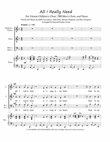 All I Really Need (arr. Konrad Harley)