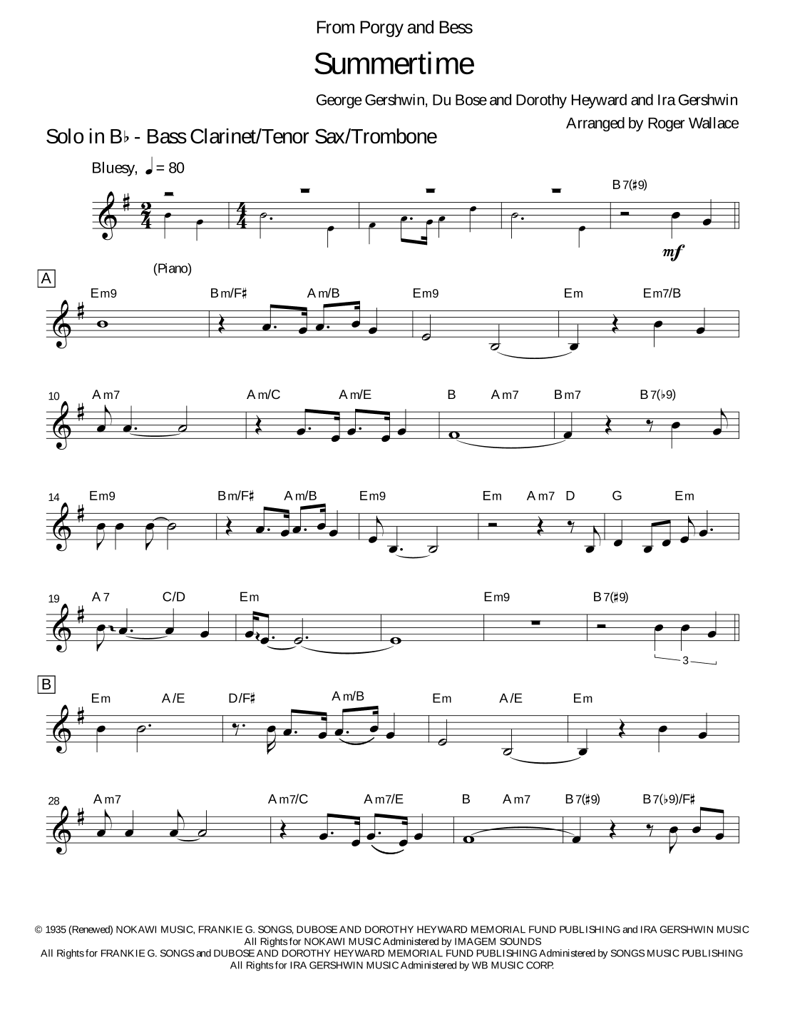 Summertime (arr. Roger Wallace)