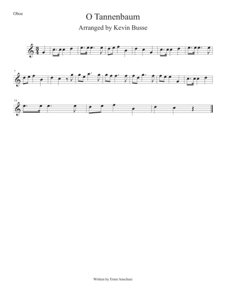 O Tannenbaum (Easy key of C) Oboe (arr. Kevin Busse)