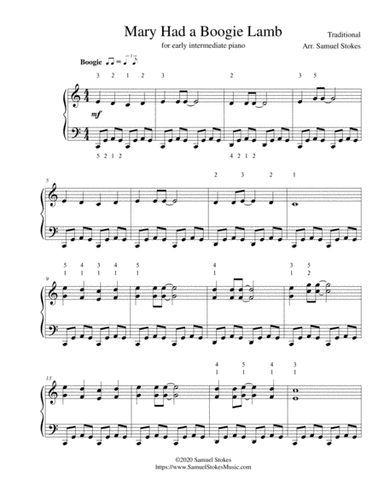 Mary Had a Boogie Lamb - for early intermediate piano (arr. Samuel Stokes)