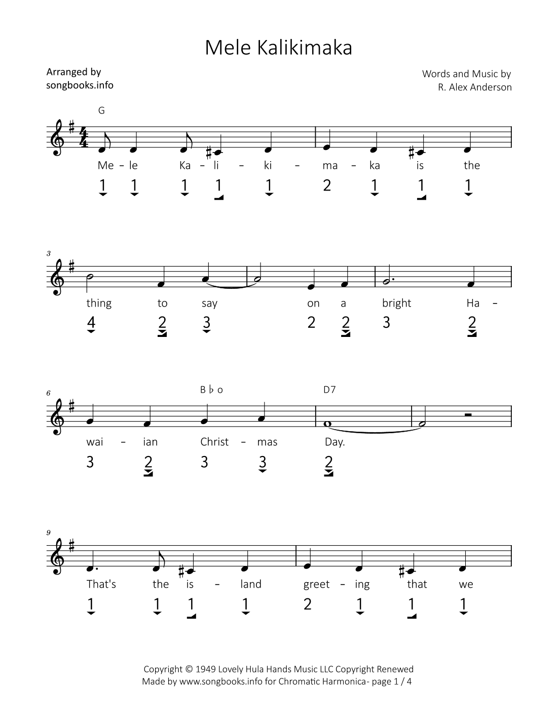 Mele Kalikimaka (arr. songbooks.info)