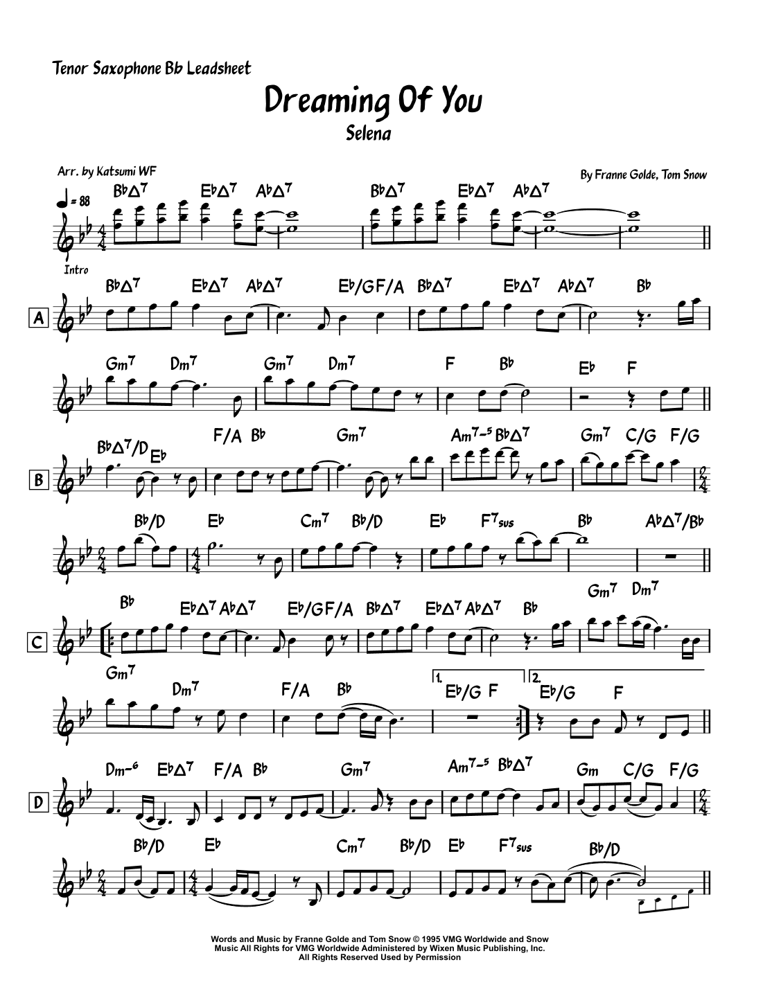Dreaming Of You (arr. Katsumi WF)