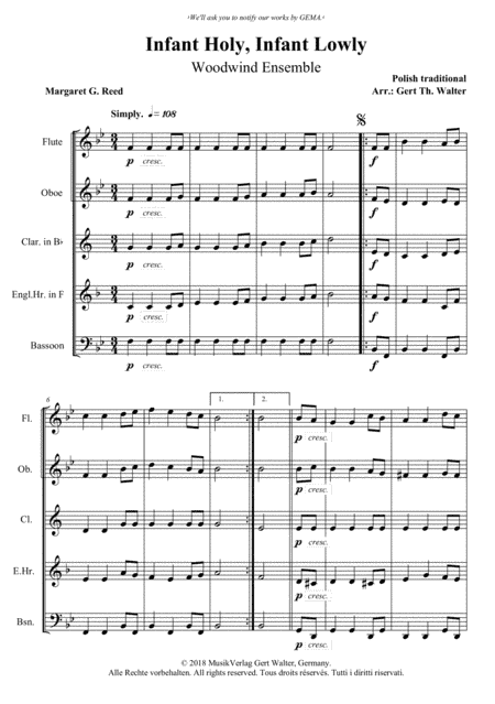 Infant Holy, Infant Lowly (arr. Gert Th. Walter)