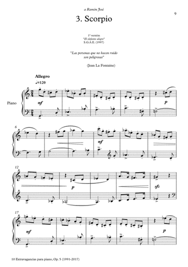 10 Extravagancias para piano, Op. 5 (2017) 3. Scorpio