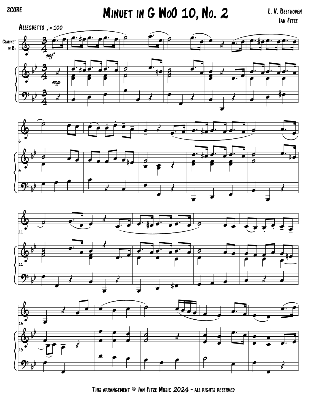 Minuet WoO 10, No. 2 (arr. Ian Fitze)