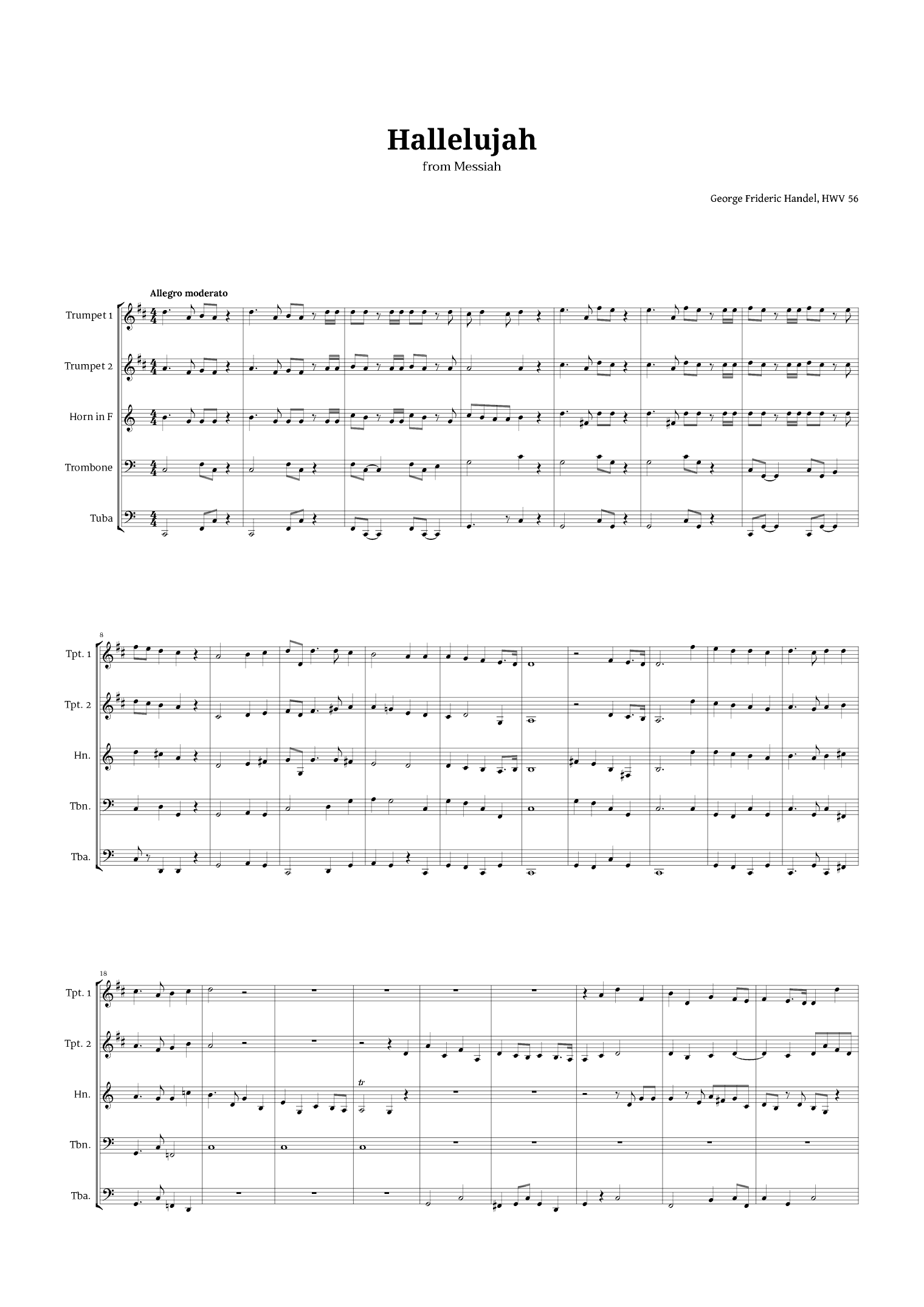 Hallelujah by Handel for Brass Quintet (arr. Langanho)